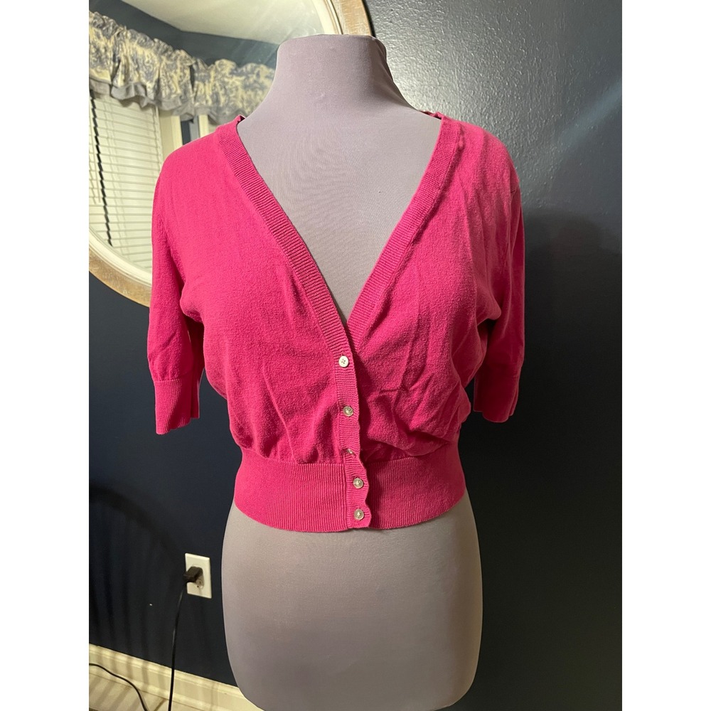 Old Navy Fuchsia magenta Cropped Cardigan Sweater Shrug Size L